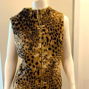 Susan Bristol Reversable Faux Fur Vest Cheetah/Green
